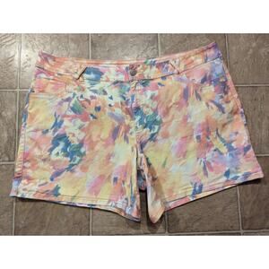 Lane Bryant SZ 26 Multicolor Vibrant Watercolor Printed 5-Pocket Shorts 1903